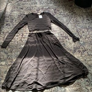 Long sleeve crop top and midi skirt set